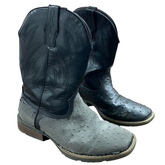 IUV Mens Size 8 Black Western Ostrich Style Embroidered Pull On Cowboy Boots main image 7